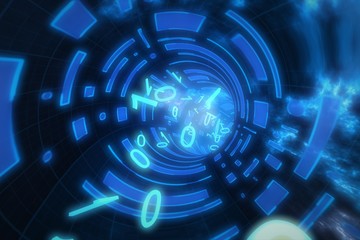 Obraz premium Data tunnel journey. 3d illustration Shot inside fibre optic cable.