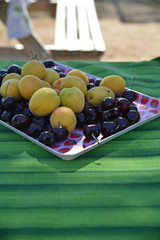 Summer fruit on the beach summer diet health lyfestyle