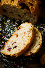 Cranberry and walnut bread baked in the bread machine