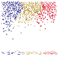 CONFETTIS RECTANGLES BLEUS DORÉS ROUGES