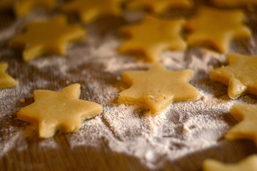 The process of making homemade cookies. focus