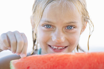 Girl eating water-melon