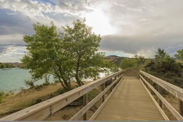 Fototapeta na wymiar The Alloz reservoir in Lerate, Navarra, Spain