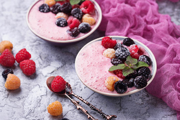 Smoothie bowl with frozen berry