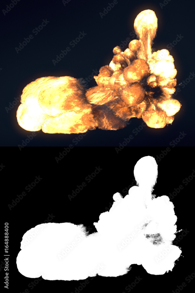 Poster Fireball isolated on dark background. Close up. 3d rendering