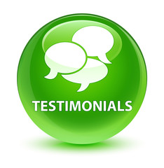 Testimonials (comments icon) glassy green round button