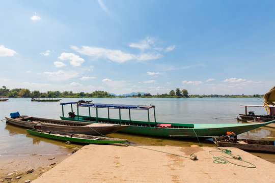Boats on Mekhong Don Det