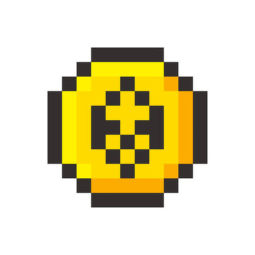 Pixel ethereum cripto currency blockchain golden coin