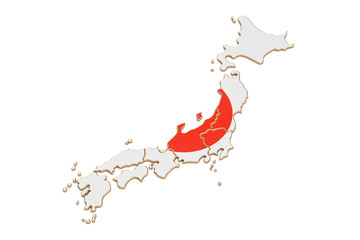 Japan map closeup, 3D rendering