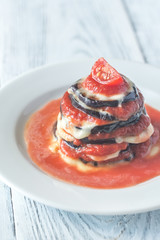 Portion of parmigiana di melanzane