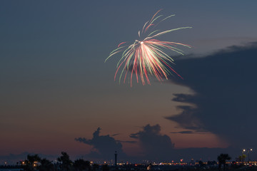 4th of July Fireworks on the Beach at Sunset