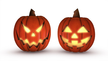 Scary Jack O Lantern halloween pumpkin, 3d illustration