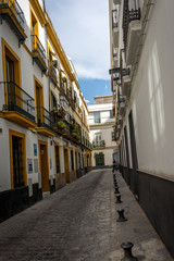 Fototapeta na wymiar An empty street in the city of Sevile, Spain, Europe