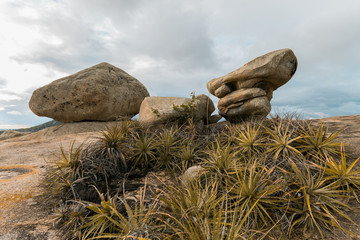 The Lajedo de Pai Mateus is a famous rock formation in the caatinga (Brazilian ecoregion) in Cabaceiras, Paraiba, Brazil