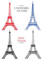 Set of vector Eiffel tower (Landmark of Paris)