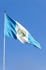 Guatemala flag, national symbol, waving on the wind