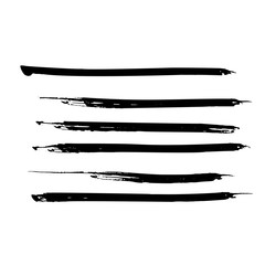 Set of black paint, ink brush strokes, lines. Dirty artistic design elements. Vector eps10.