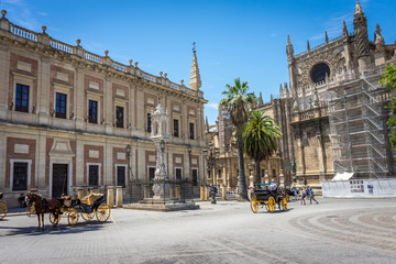 Fototapeta premium Side view of the cathedral in Seville, Spain, Europe.
