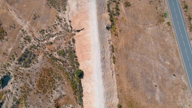 Aerial View Dirt Road in Rural Landscape Alentejo, Portugal