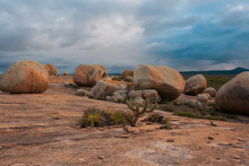 The Lajedo de Pai Mateus is a famous rock formation in the caatinga (Brazilian ecoregion) in Cabaceiras, Paraiba, Brazil