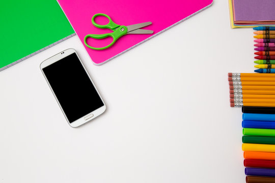 back to school crafts colors paper pencil ruler cell phone