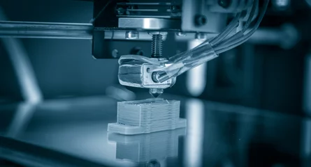 Poster de jardin 3D Electronic three dimensional plastic printer during work , 3D , printing.  © Alex_Traksel