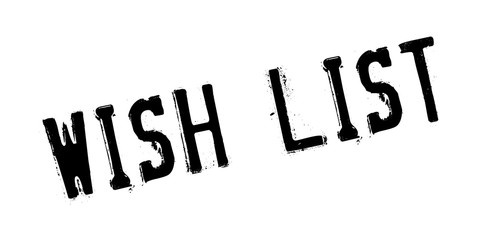 Wish List rubber stamp. Grunge design with dust scratches. Effects can be easily removed for a clean, crisp look. Color is easily changed.