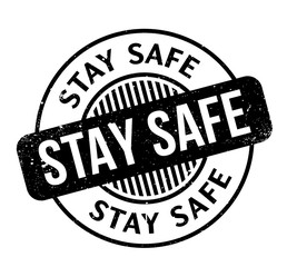 Stay Safe rubber stamp. Grunge design with dust scratches. Effects can be easily removed for a clean, crisp look. Color is easily changed.