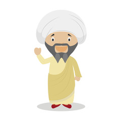 Averroes cartoon character. Vector Illustration. Kids History Collection.