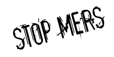 Stop Mers rubber stamp. Grunge design with dust scratches. Effects can be easily removed for a clean, crisp look. Color is easily changed.