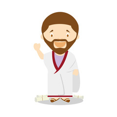 Plato cartoon character. Vector Illustration. Kids History Collection.