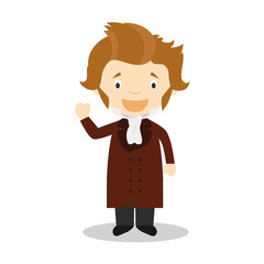 Soren Kierkegaard cartoon character. Vector Illustration. Kids History Collection.