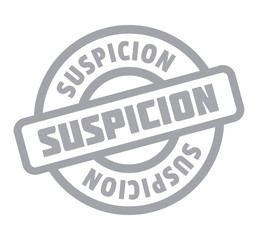 Suspicion rubber stamp. Grunge design with dust scratches. Effects can be easily removed for a clean, crisp look. Color is easily changed.