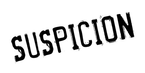 Suspicion rubber stamp. Grunge design with dust scratches. Effects can be easily removed for a clean, crisp look. Color is easily changed.