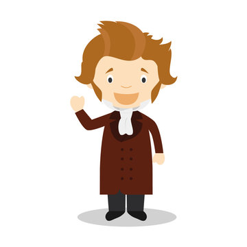 Soren Kierkegaard cartoon character. Vector Illustration. Kids History Collection.