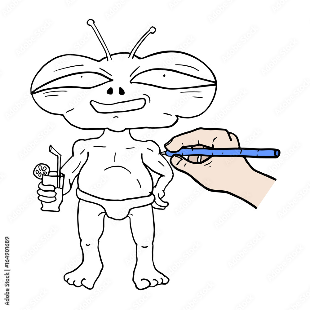 Poster Funny alien draw