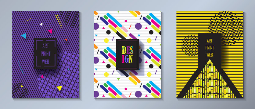 Set of Minimalist style design, brochure covers, dynamic futuristic pattern, Modern trendy design, Template Business brochure, poster, flyer design Vector illustration