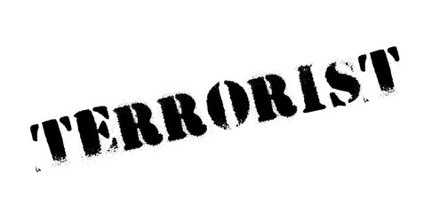Terrorist rubber stamp isolated on white background
