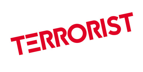 Terrorist rubber stamp isolated on white background