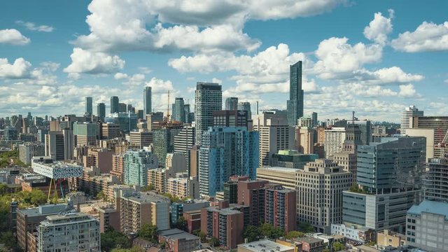 Toronto's Midtown/Downtown during the daytime. 4K time lapse of Canada's largest city during the day.