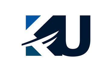 KU Negative Space Square Swoosh Letter Logo