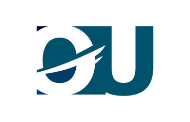 OU Negative Space Square Swoosh Letter Logo