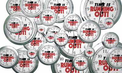 Naklejka premium Time is Running Out Clocks Flying By Deadline Reminder 3d Illustration