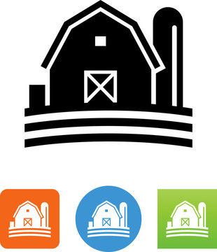 Barn With Silo Icon - Illustration