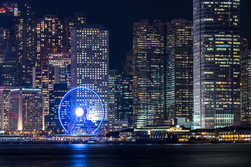 city financial district at night.