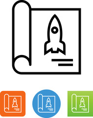 Blueprint With Rocket Icon - Illustration