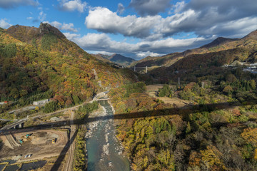 Naklejka premium 秋の八ッ場ダム予定地の風景