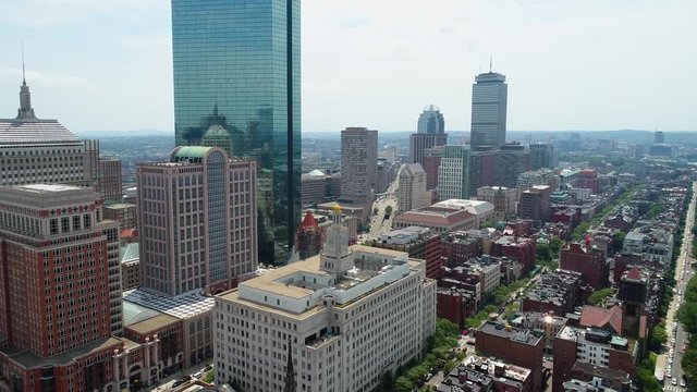 Establishing aerial shot of Boston Downtown