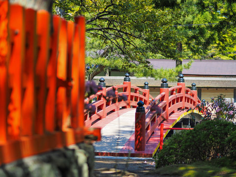red bridge in Koyasan, Japan