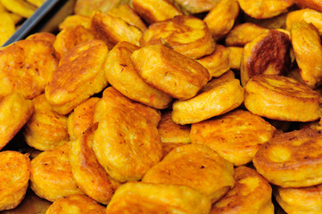 fried cookies in steal tray